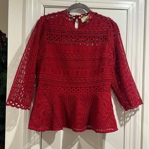 Adorable peplum lace top Christmas/Holiday ready!